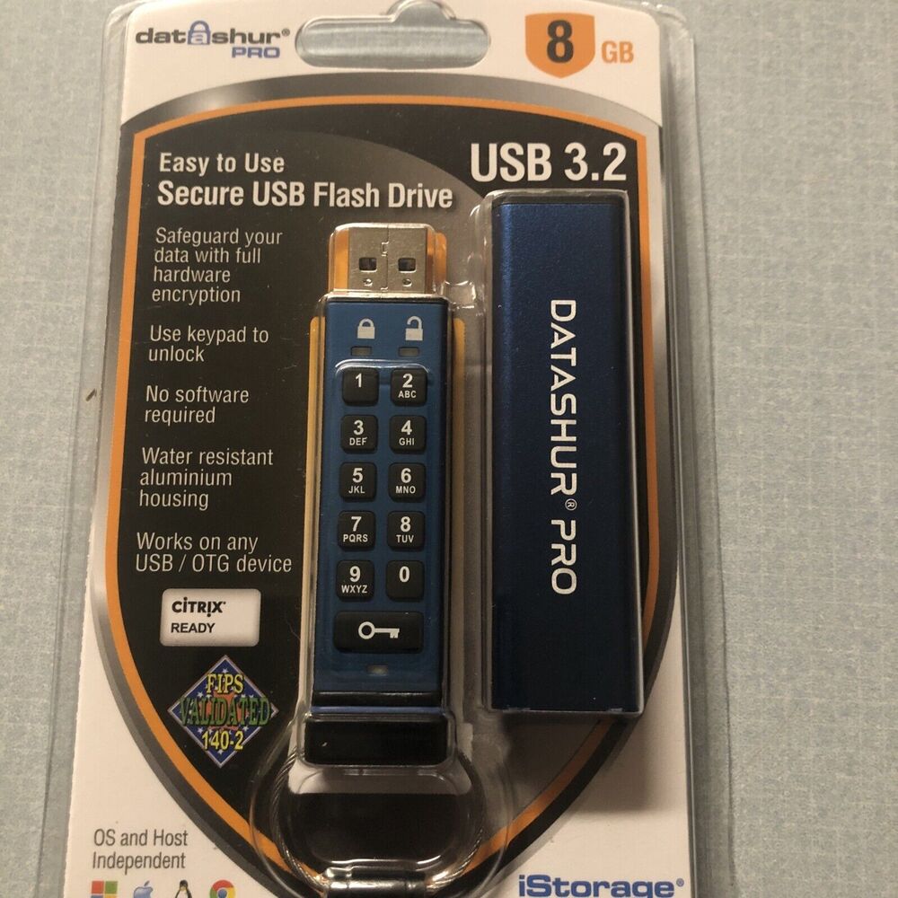 iStorage datAshur PRO 8GB USB 3.2 Type A Flash Drive (is-fl-da3-256-8)